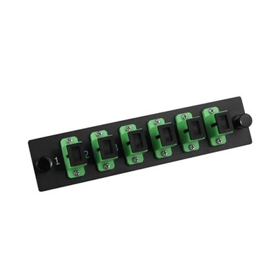 6 Simplex SC/APC Fiber Patch Panel with Simplex Singlemode Green SC Adapters ...