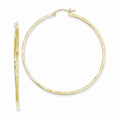 Pre-owned Wishing For Claudia 10k Yellow Gold Large Diamond Cut Hoop Earrings Polished Hoops (1.5x50mm)