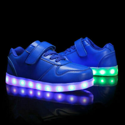 Kids LED Light Up Shoes Cool Boys Girls Luminous Flashing Trainers Sneakers Gift