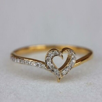 0.1Ct Round Cut Moissanite Heart Shape, 925 Sterling Silver Promise Ring For Her