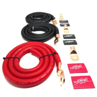 OFC 1/0 Ga AWG Amp Kit and 1/0 GA Big 3 Upgrade Red Black Sky High Car Audio
