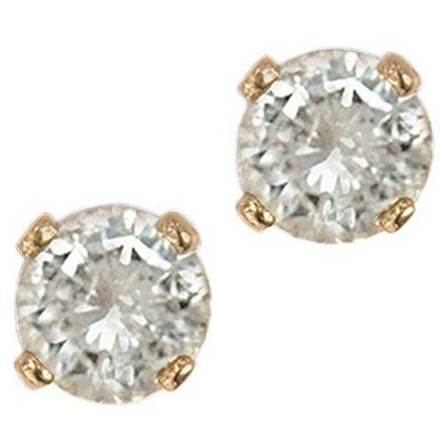 Pre-owned Your Own Diamond Solitaire Studs Earrings 0.70ct Round Diamond 14kt Yellow Gold 4.40mm Prong Set In White