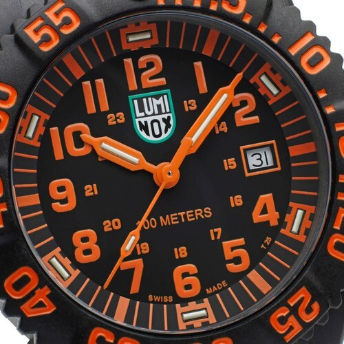 Pre-owned Luminox Sea Lion X2.2059 Carbonox Men's 100m Black / Orange Dial 44mm Watch