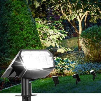 Solar Spot Lights Outdoor Waterproof 4 Pack IP65, 63 LED 3 Lighting Modes Spotli