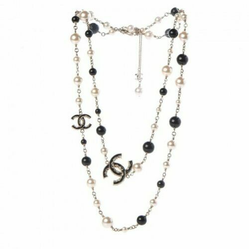 CHANEL Coco Mark Necklace Pendant Rhinestone Metal 06 P