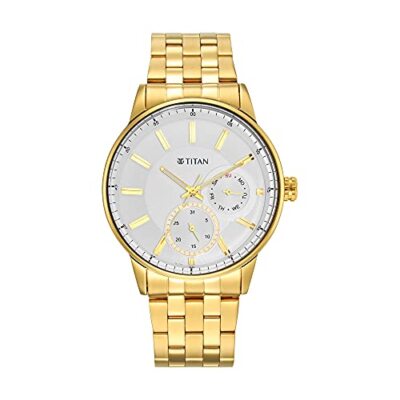 Pre-owned Titan Analog White Dial Men's Watch-np9441ym01/np9441ym01