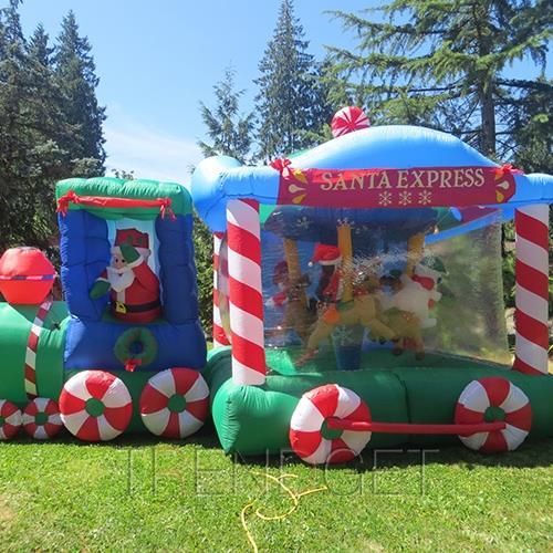 CHRISTMAS DECORATION INFLATABLE SANTA EXPRESS TRAIN CAROUSEL GEMMY 12ft