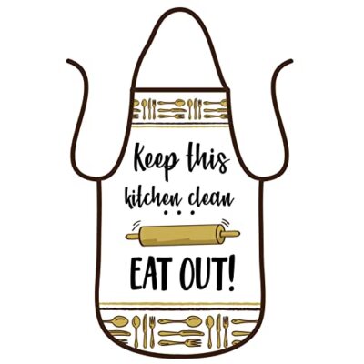 Fun Kitchen Apron - Eat It Design, Brown Bib Apron Gifts for Mom, Cooks, Chefs