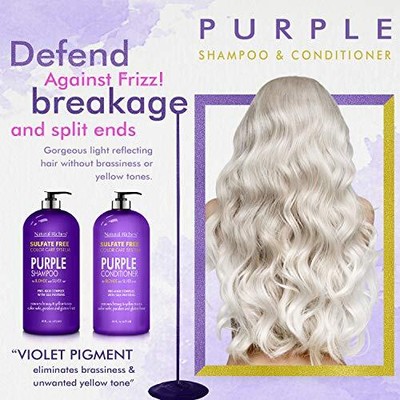 Purple Shampoo and Conditioner Set Toner for Grey Silver Light and Blonde Hair