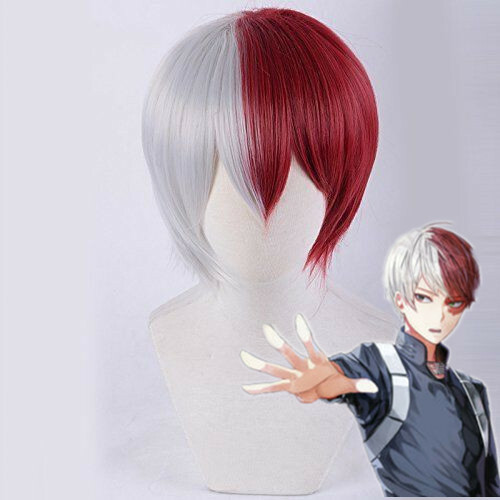 My Hero Academia Todoroki Shoto Cosplay Wig Half White Red Short