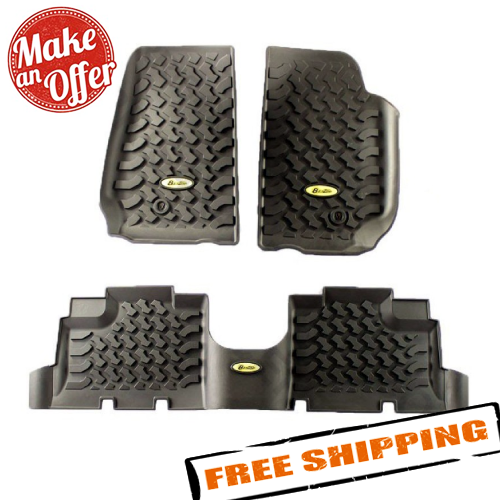 Bestop Front & Rear Black Floor Liner Kit for Jeep Wrangler JK Unlimited 4-Door