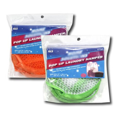 2 POP UP LAUNDRY HAMPERS - DURABLE MESH NYLON - 12 1/2'' X 20 1/2'' - FOLDS FLAT