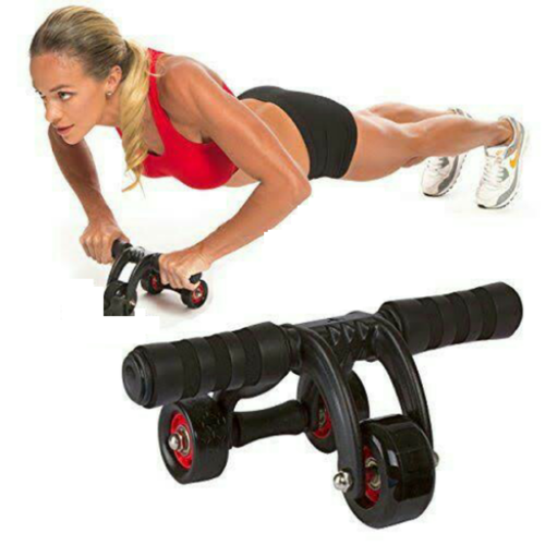 Attrezzo Addominali Flessioni Palestra Petto Glutei Spalle 3 Ruote Fitness Sport