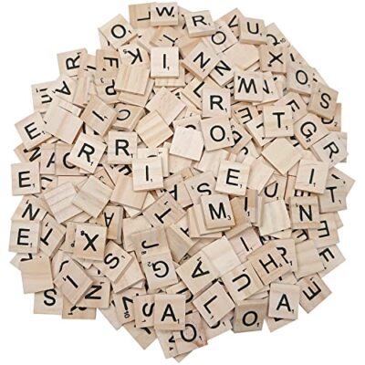 400 Pcs Wood Scrabble Tiles DIY Wooden Scrabble Letters for Spelling Tile Game