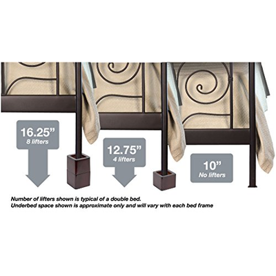 Richards Homewares 98041000 Espresso Wood Bed Lifters Set of 4 Fits 2.75 x 2.75