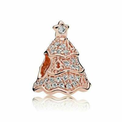 New Authentic Pandora Twinkling Christmas Tree Bead Rose Gold charm 781765