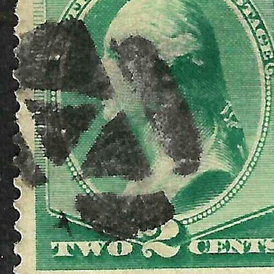 Fancy Cancel MASONIC ? UNUSUAL 2 Cent Washington Sc #213 Banknote 1888 US 63E21