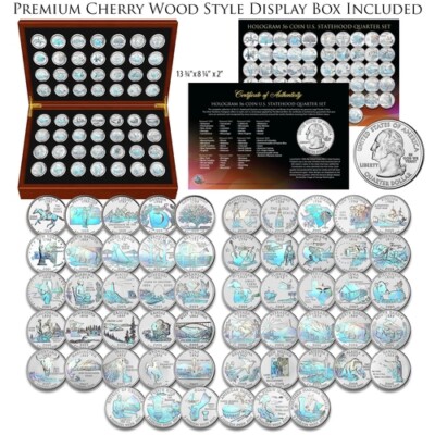 アート・デザイン・音楽 STATE SERIES QUARTERS (1999-2009) 1999-2009 Complete 24K GOLD Clad State Quarters 56-Coin Set