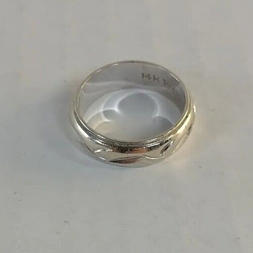 14k White Gold "keepsake" Wedding Band Ring Size 6.25  5.2 Gram Women