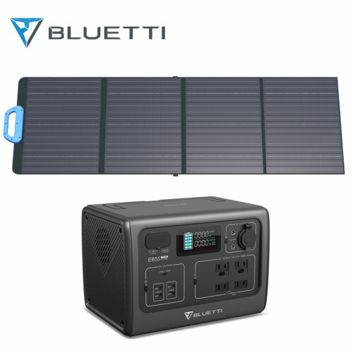 Solar Generator 700W BLUETTI EB55 Portable Power Station +PV120 120W Solar Panel
