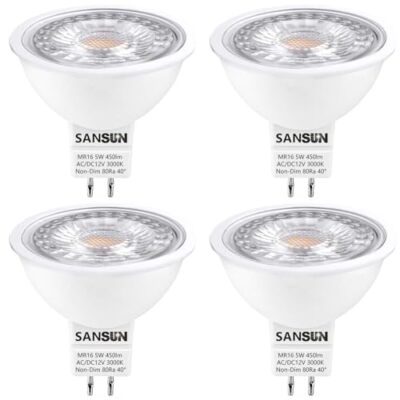 5W MR16 LED Bulbs 12v 50w Halogen Replacement GU5.3 Bi-Pin Base (Pack of 4)