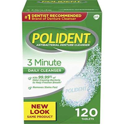 Polident 3-Minute Antibacterial Denture Cleanser - Mint, 3 Minute Whitening, 120