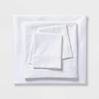 Twin XL 500 Thread Count Tri-Ease Solid Sheet Set White - Threshold