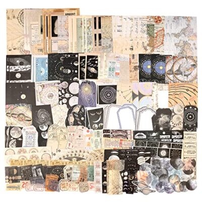 200 Pcs Vintage Junk Journal Supplies Scrapbooking Kit for Art Collage Album