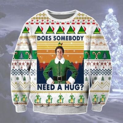 Buddy The Elf Does Somebody Need A Hug Christmas Premium3D SWEATER Us Size Xmas