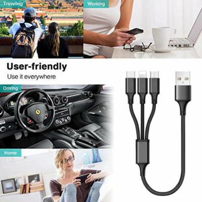 3 in 1 Fast USB Charging Cable Universal Multi Function Cell Phone Charger Cord