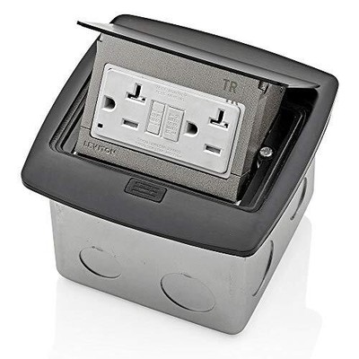 Leviton PFGF2-MB Pop-Up Floor Box with 20 Amp, Tamper-Resistant Self-Test GFCI