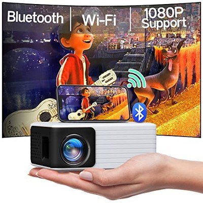 Mini Projector with WiFi Bluetooth Portable Projector Full HD 1080P Support Y...