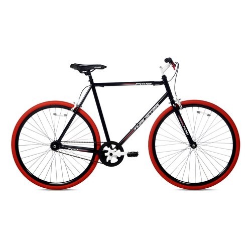Men's Thruster Fixie Bike Steel Frame Fork Front Rear Alloy Breaks Black/Red