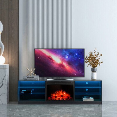 W/fireplace For Tvs Up To 85" Led Shelves Media Console Cabi