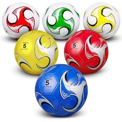  6 Pcs Soccer Ball with Pump Official Size Indoor Outdoor Soccer Ball Size 5