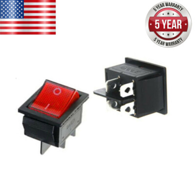 2PCS Red Button On-Off 4 Pin DPST Boat Rocker Switch For 16A 250V 20A 125V USA