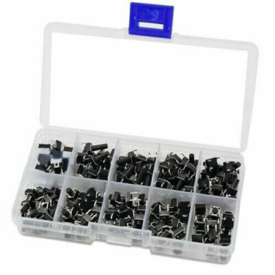 180Pcs 10 Values Tactile Push Button Switchs Mini Momentary Tact Assortment