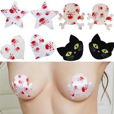 2 Pairs Cloth Nipple Covers Pasties Pad Patch Breast Petal Shape Adhesive New BB