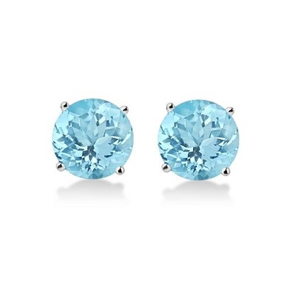 Pre-owned Antique 2.50ct  Art Deco Round Exotic Aquamarine Stud Earrings 14k White Gold
