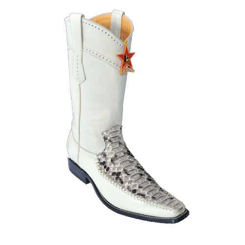 Pre-owned Los Altos Boots Los Altos Natural Genuine Python Snake Versage Square Toe Western Boot Ee In Beige