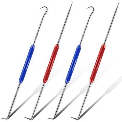 Double Pointed Scriber Metal Scribe Tool Hook and Pick Tool Set Straight, 2pc