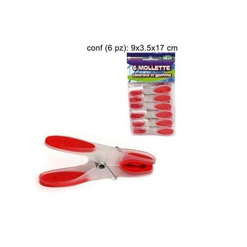 Confezione 6 Mollette Pinze Bucato Panni In Gomma Colorate idea