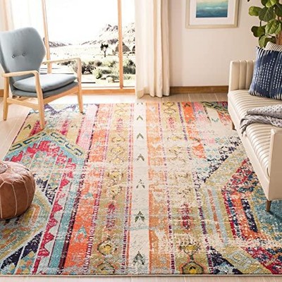 SAFAVIEH Monaco Collection 3' x 5' Multi MNC222F Boho Chic Tribal Distressed