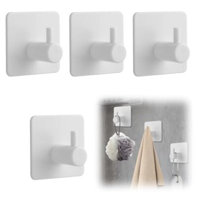 nllkii 4 Pezzi Ganci da Parete Autoadesivi in Senza Forare, (v0q)