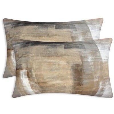 Pillow Covers 12X20, Brown Abstract Art Painting 12'' x 20'' Beige and Grey