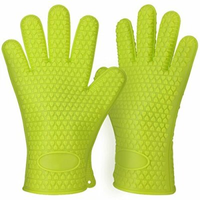 Set of BBQ Smoker Max Heat Resistant Grill Gloves Silicone Oven Mitts Washable