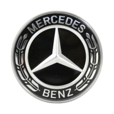 FRONT HOOD ME*RCEDES BENZ SILVER  EMBLEM FLAT LAUREL WREATH BADGE 57MM AMGG
