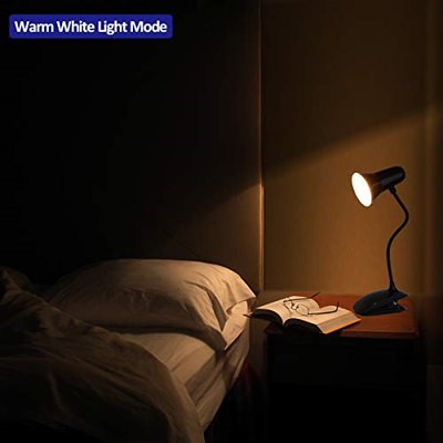 Clip On Reading Light - 24 LEDs Clip Book Lamp Rechargeable Desk Lamp, Stepless