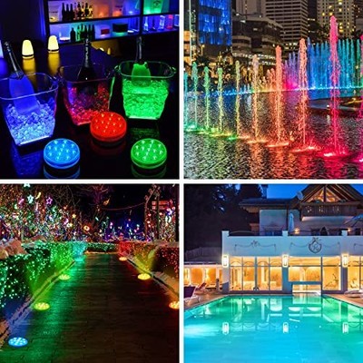 Color Changing Submersible Pool Lights - Waterproof LED Lights (4 Pack)