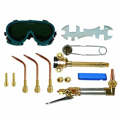 12pcs Welding & Cutting Gas Welder Tool, Oxygen & Acetylene Torch Kit w/ Goggles